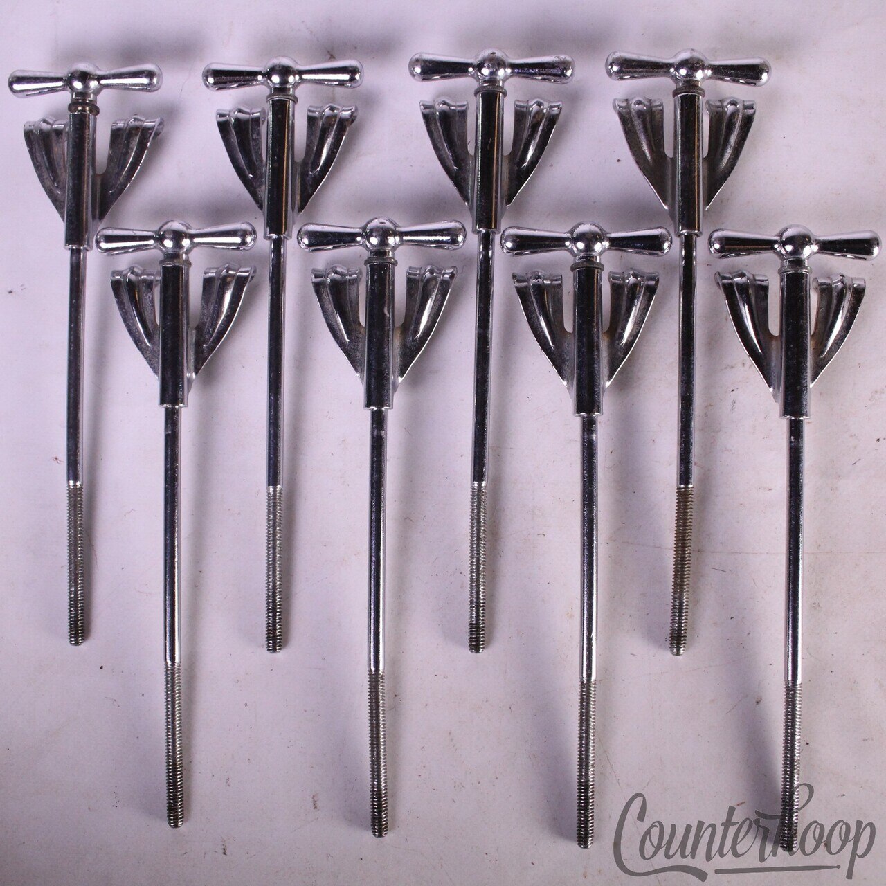 Ludwig 8x Bass Drum Long Bow-Tie Tension T-Rods+Claws 7"Chrome 50s Club Date WFL — main photograph