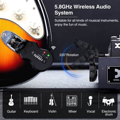 Lekato ISM 5.8Ghz Wireless Guitar Bass Audio Transmitter Receiver System 30M 4 Channels US image 8