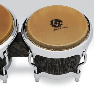 Latin Percussion LP Uptown CCII 7-1/4"-8-5/8" Bongos - Sculpted Ash Espresso Stain with Chrome Hardware (LP201SA) image 4