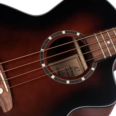 Ortega D7CE-BFT-4 Deep Series 7 Spruce Top Mahogany Neck Medium Scale 4-String Acoustic-Electric Bass Guitar image 10