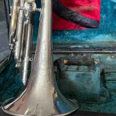 J.W. York & Sons “New Model Monarch” Cornet — c. 1908 — Silver Plate — Serial #18143 — Original Case, Mouthpiece & Maker’s Sash image 2