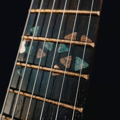 Boutique handmade Honfleur semi-hollow guitar with lacquered eggshell inlays image 10