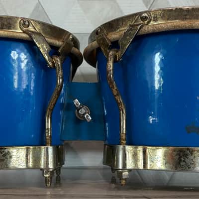Latin Percussion M. Cohen Fiberglass Bongos - Blue with gold hardware image 2