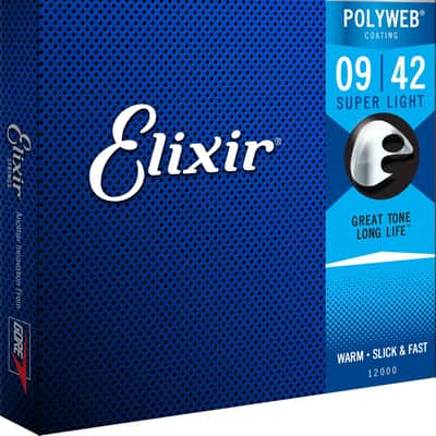 Elixir 12000 Polyweb Super Light Coated Nickel Electric Guitar Strings, 9-42 image 6