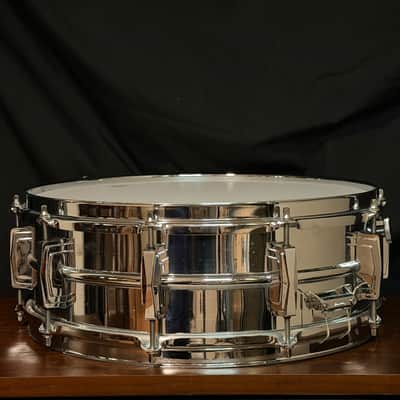 Ludwig No. 400 Supraphonic 5x14" 10-Lug Aluminum Snare Drum with Pointed Blue/Olive Badge 1969 - 1979 - Chrome-Plated image 8
