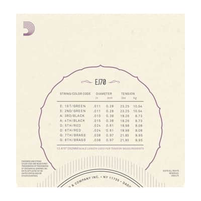 D'Addario EJ70 Mandolin Strings Phosphor Bronze Wound 8 strings 11-38 ball end image 2
