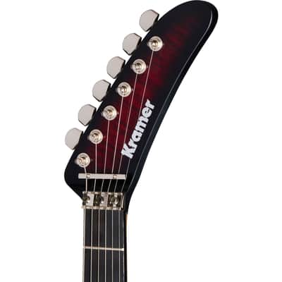 Kramer 84 HH FR Quilted Top Electric Guitar, Ebony Fingerboard (with Gig Bag), Floyd Red Burst image 3