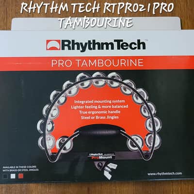 RhythmTech RTPRO1 Pro Series Tambourine brass Jingles White/black Drum mount included image 9