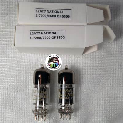 1960's National 12AT7 6201 ECC81 Triple Mica Long Black Ribbed Plate "Super Strong Match Pair Tubes" 7000+ of 5500 = 120% The Best Sounding 12AT7 & Extremely Rare For Guitar Bass & Hi Fi Amps! #58 image 2
