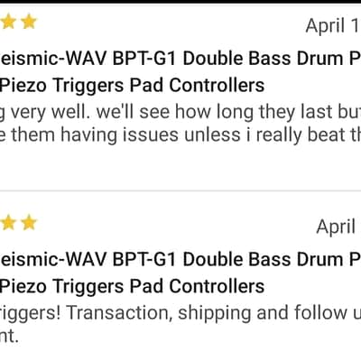 2 pcs Seismic-WAV BPT-G1 Onboard Double Bass Drum Pedal Triggers For Use With Roland, Alesis or Any Pad Controller Module image 2