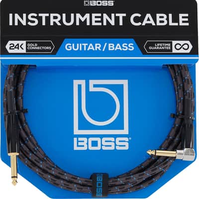 Boss BIC-10A, 10FT / 3M Instrument Cable, Angled/Straight 1/4" Jack image 2