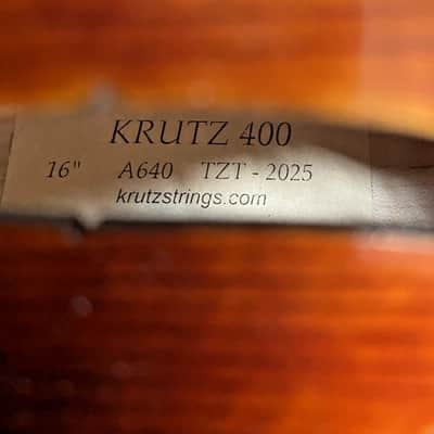 Mint Open Box Krutz 400 Series Step-Up 16" Viola, model A640; with Case, Bow, Rosin image 4