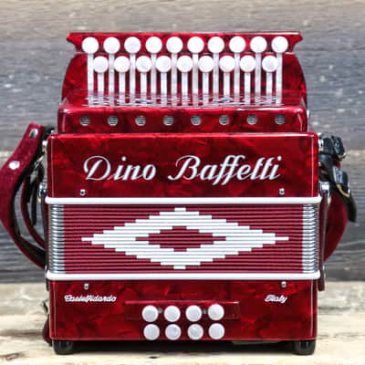 Dino Baffetti Art. 84 - 8 Series Bass 19-Key A/D Red Diatonic Accordion w/Case image 1