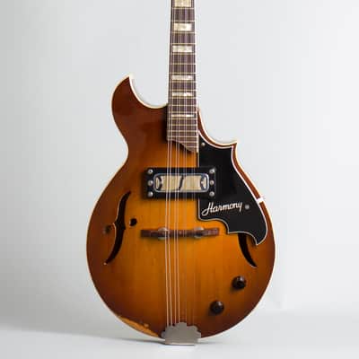 Harmony  H-35 Hollow Body Electric Mandolin (1968), ser. #2870H35, original black chipboard case. image 1