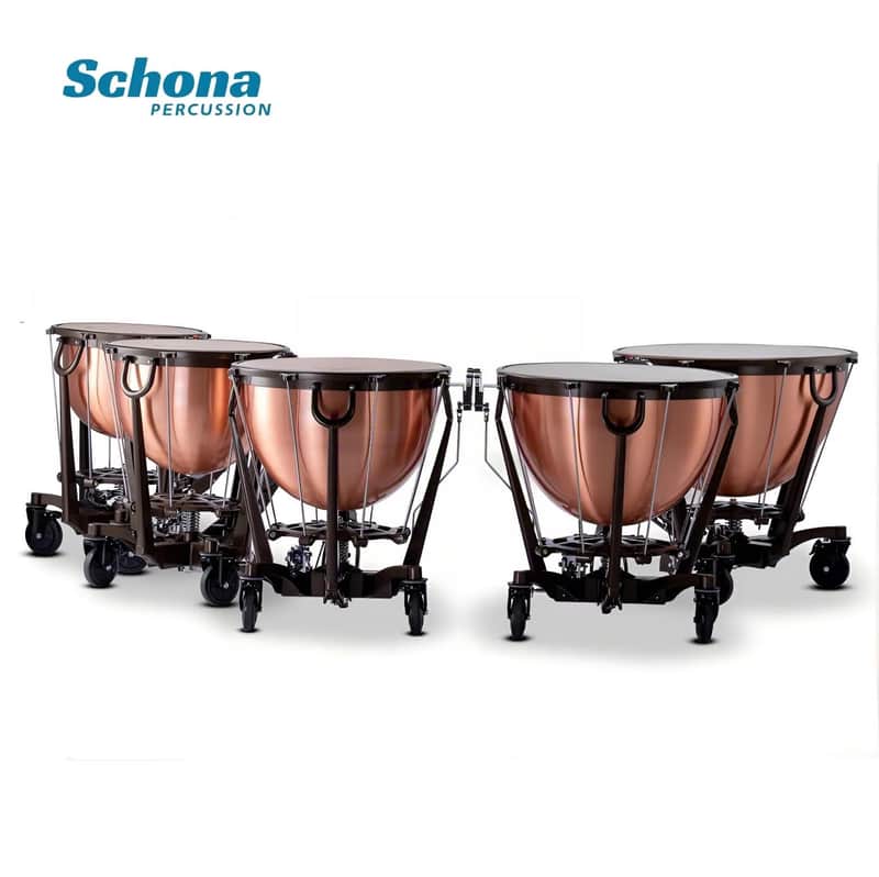 20-32 Inch Portable Marching Timpani Electric Copper Kettle Hydraulic Pedal Timpani with Large Wheels & Aluminum Stand image 1