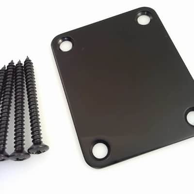 True Custom Shop® Black Neck Plate with Screws for Fender Stratocaster Telecaster and Bass image 1