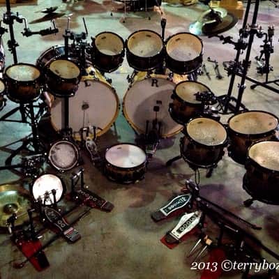 Terry Bozzio's DW 1990s - 20 Piece Tamo Ash – Jeff Beck, Mick Jagger, Stevie Ray Vaughan Drum Set. Signed! image 9