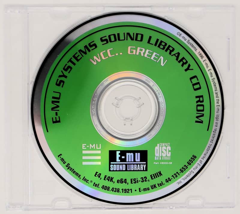 E-MU Systems WCC.. Green E-MU Systems Sound Library Sample Sampling CD ROM 1996 image 1
