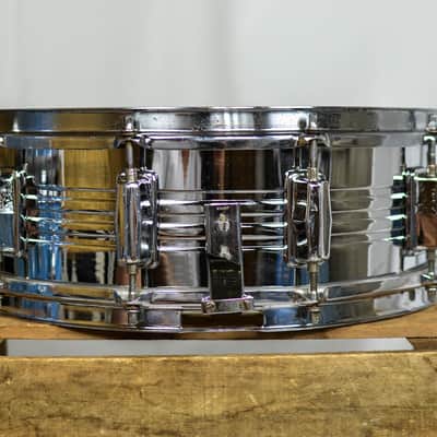 1970s Pearl 5x14 "Jupiter" B-4514 Chrome Over Brass Snare Drum image 6