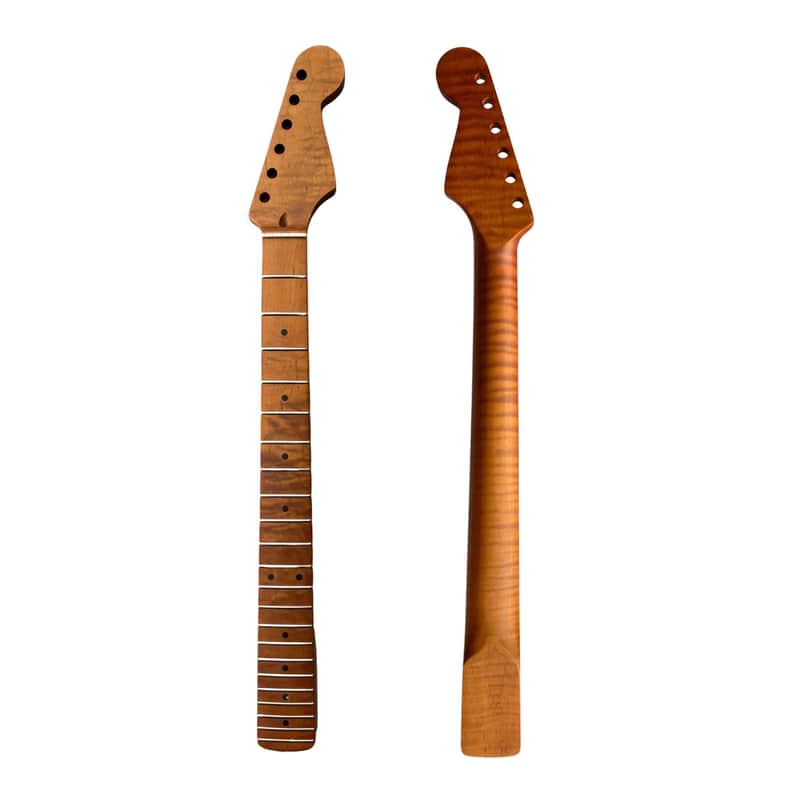 Roasted Flame Maple Strat-Style Guitar Neck, 9.5" Radius, Roasted Maple Fretboard image 1