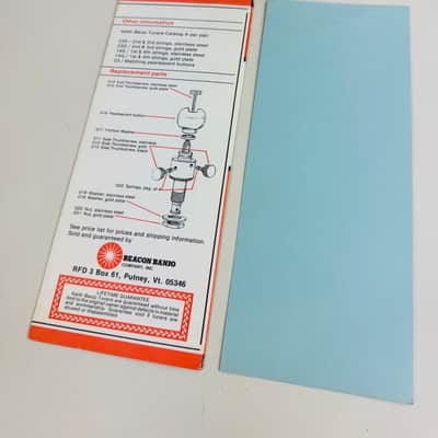 Beacon Banjo Keith Tuners Brochure & Price List Set 1979 image 2