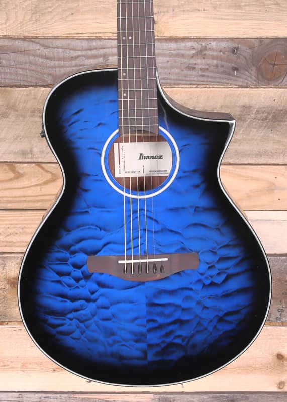 Ibanez AEWC16QA Acousitc/Electric Guitar Transparent Blue Sunburst image 1