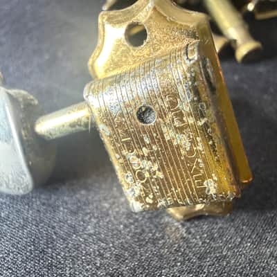 (6) Vintage Kluson "Deluxe" "double-row" tuners,  gold-plated round buttons, circa 1964, image 4