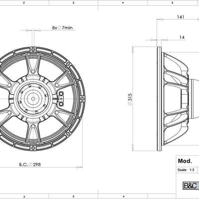 B&C 12NDL76 12" Neodymium Midrange Midbass Woofer 800W 8-Ohm Replacement Speaker. image 2