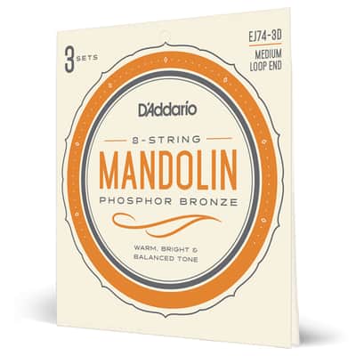 D'Addario EJ74 Phosphor Bronze 11-40 Mandolin Strings, Loop End, 3-Pack image 2