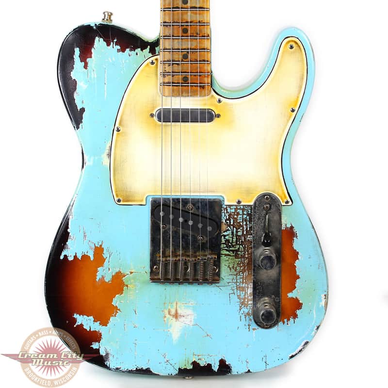 1992 Fender MIM Telecaster Customized by East Gloves Guitars in Relic Daphne Blue Finish image 1