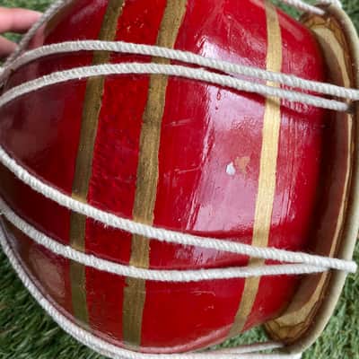 Earthenware Indian Tabla Drums Red Body Animal Rawhide image 5