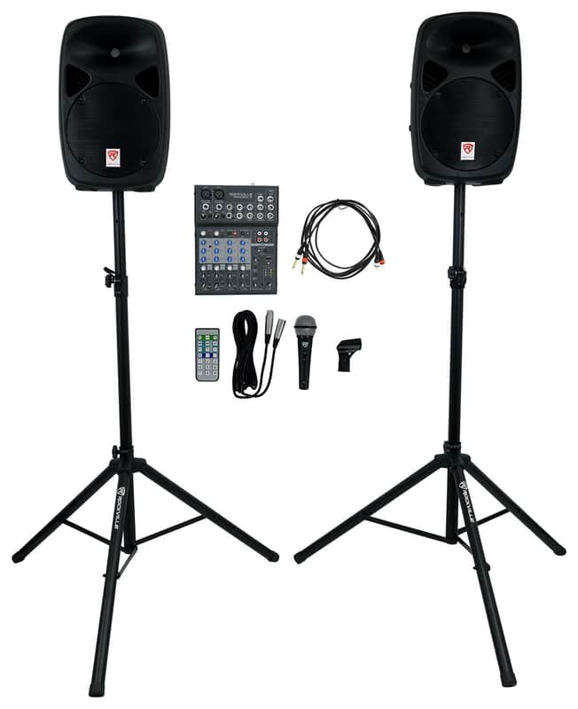 Rockville RPG102K 10" Speakers DJ PA System w/Bluetooth+Mic+Stands+8-Ch. Mixer image 1