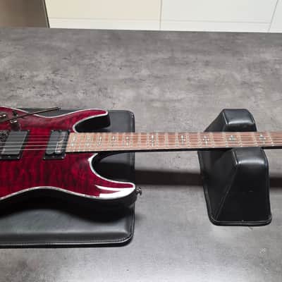 SCHECTER C-1 Hellraiser-S FR LH Left Hand SUSTANIAC SYSTEM! EMG 81 Floyd Rose AAA Quilt Top 24 Fret Super Strat Pro Lefty C1 Guitar image 4