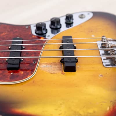 1966 Fender Jazz Bass Sunburst Padauk Fretboard Binding + Dots w/ Case image 24