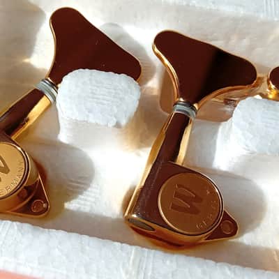 Warwick Streamer Bass Original NOS tuners 4 string 2+2 Made by Gotoh 1990s Gold image 2