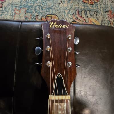 Early 1970's Univox MIJ Dreadnaught - Flame Maple Sunburst - Sold Woods - w/OHSC image 13