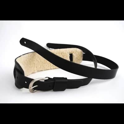 LeatherGraft Genuine Leather Vintage Buckle Front Sheepskin Back Shoulder Pad Guitar Strap - For all Electric, Acoustic, Classical and Bass Guitars Black newvintagesheepskinblack - Black image 5