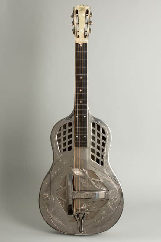 National Style 4 Tricone Squareneck Resophonic Guitar (1932), ser. #2601, original black hard shell case. image 1