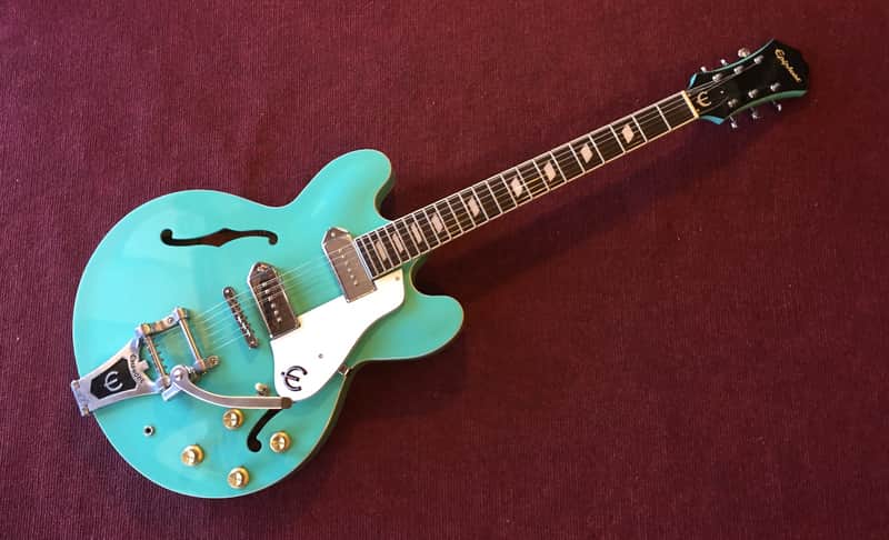 Epiphone Casino w/ Bigsby ミントグリーン Epiphone Casino Limited Edition Turquoise with Bigsby | Reverb