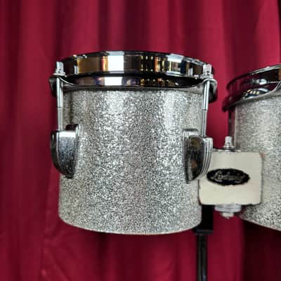 Vintage Ludwig 6" & 8" Tunable Bongos Silver Sparkle image 3