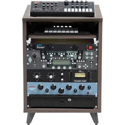 Gator Elite Furniture Series 10U Studio Rack Table in Dark Walnut Finish GELITEDESKRK-BRN image 9