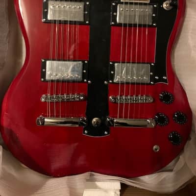 Unbranded Double/ Twin Neck 6 & 12 String Red Electric Guitar image 2