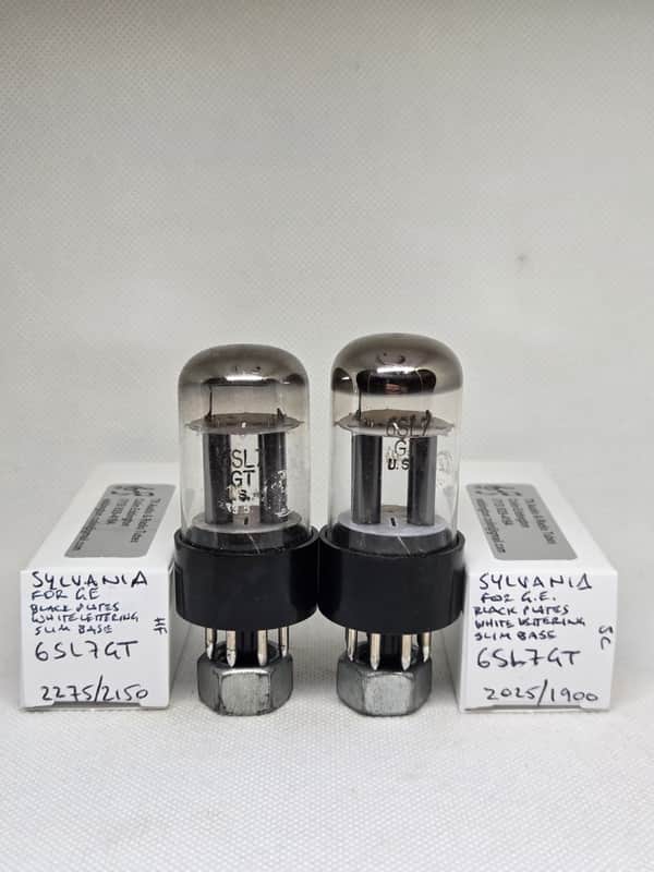 Sylvania Made For GE 6SL7GT Black Plates Matched Pair NOS 6SL7 image 1