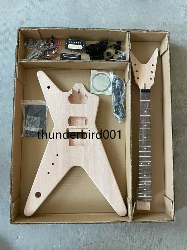 Left Handed ML Style Guitar DIY Project, Mahogany Body and Neck, Rosewood Fingerboard image 1