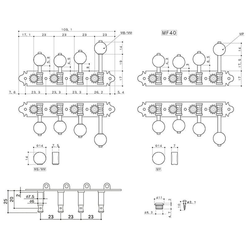 Gotoh MF40 F Style Mandolin Tuners (Nickel, MW) | Reverb