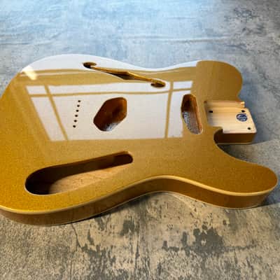 BMC Guitar Body Thinline Style F Hole Semi Hollow Tele® Telecaster® Standard Route Double Bound Gold Sparkle image 2