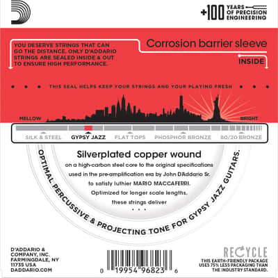 D'Addario EJ84M Gypsy Jazz Acoustic Guitar Strings, Loop End, Medium, 11-45 image 3