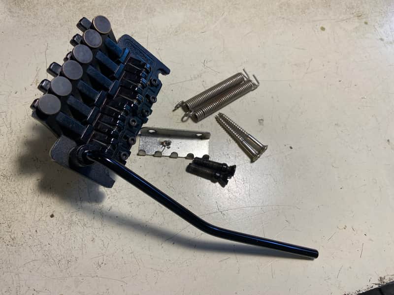 1989 80s Black Floyd Rose II Fender Strat 2 Point Trem Vibrato Bridge Assembly image 1