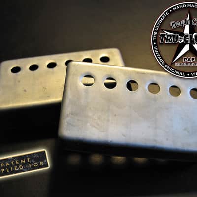 Doyle Coils Aged Nickel Silver PAF Humbucker Covers Set of 2 ~  Vintage Relic'd REAL Nickel Silver image 5