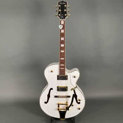 Harley Benton BigTone White Vintage Series Archtop Rockabilly - white image 2